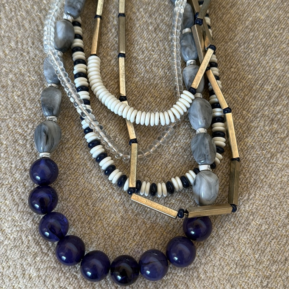 EUC Vintage LOFT Elegant Multi-Strand Necklace with Blue/Purple and Gold Details - Picture 3 of 5